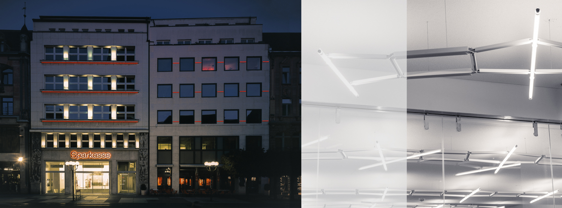 Sparkasse Erfurt Anger Fassade Illumination und Detail Beleuchtung