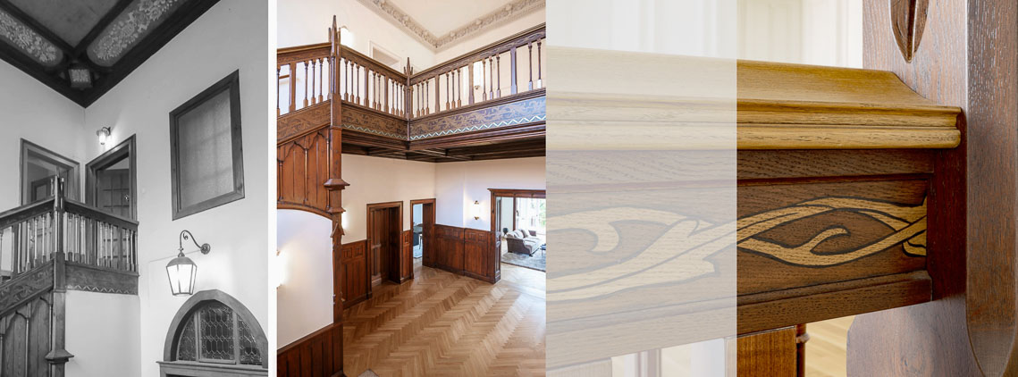 2022 erfurt sanierung umbau villa kaestner denkmal treppenhaus galerie parkett holzverkleidung